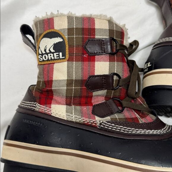 Sorel Women’s Tivoli Ankle Waterproof Red Plaid Lace Up Boots. Size 9.5. - Picture 9 of 12